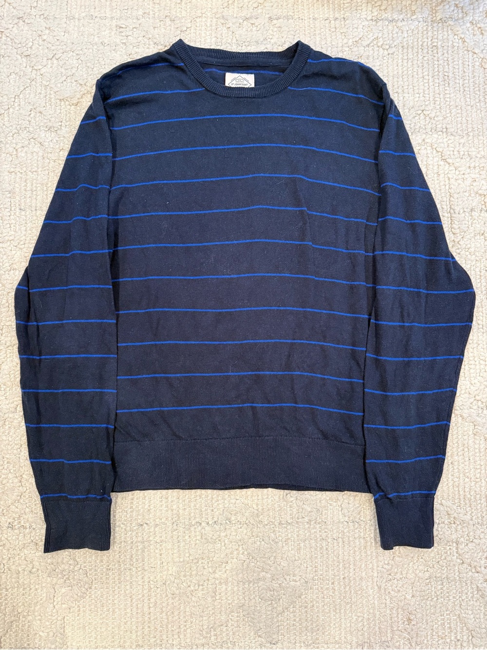 St. John's Bay Navy Striped Crewneck Sweater Men's L